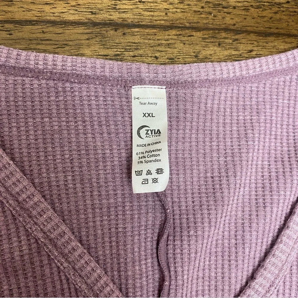 ZYIA Active Don't Wake Me Lilac Thermal Henley Long Sleeve Knit Top Women's XXL - Picture 4 of 6